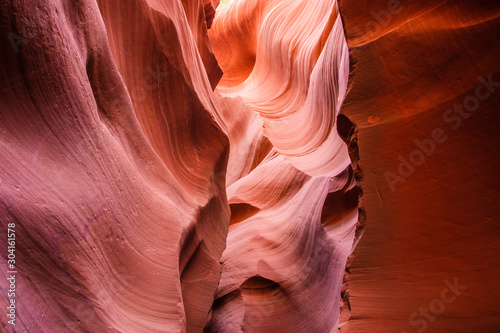 Lower Antelope Sandstone. Colorful sandstone formations, inside lower antelope canyon, Page, Arizona