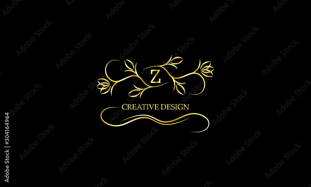 Modern logo template with floral elegant lines and letter Z. Monogram design elements, business identity sign for restaurant, royalty, boutique, cafe, hotel. Vector illustration Modern logo template with floral elegant lines and letter Z. Monogram design elements, business identity sign for restaurant, royalty, boutique, cafe, hotel. Vector illustration