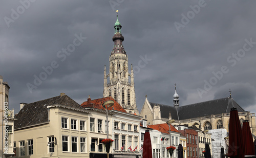 Houses and church tower of Breda, The Netherlands photo