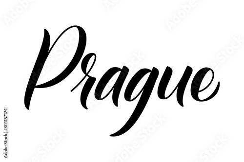Modern brush calligraphy Prague isotated on a white background. Vector illustration.