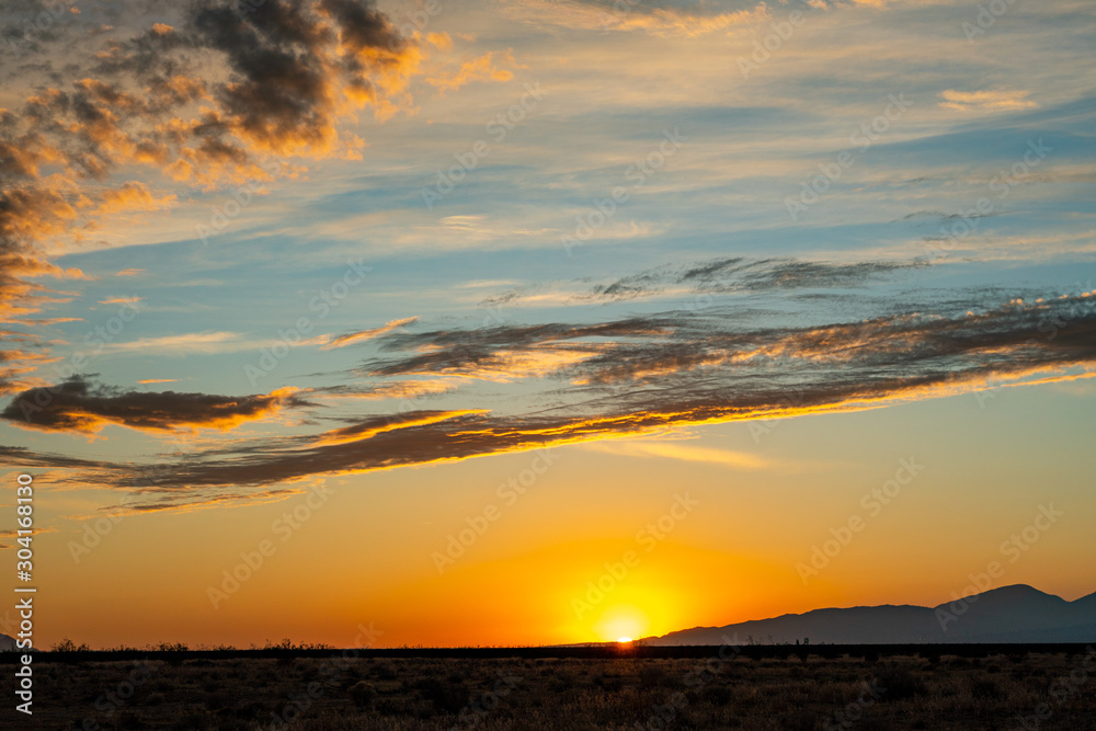 sunset over the mojave desert
