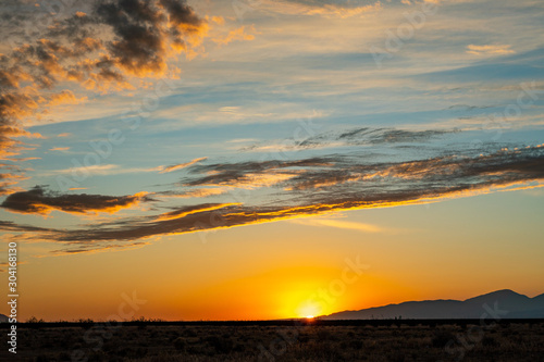 sunset over the mojave desert