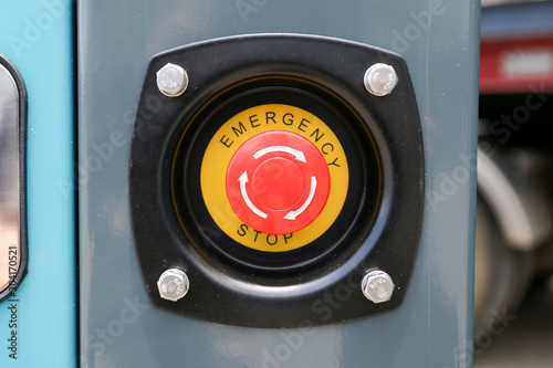 Generator power or genset emergency stop button for manual pressing industrial equipment,
