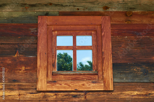 Window of a wooden cottage