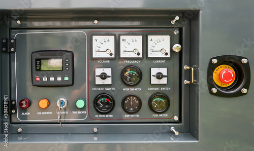 Fototapeta Naklejka Na Ścianę i Meble -  Generator power set controller or genset controller panel for setting