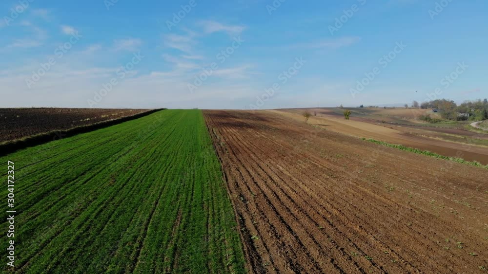 A flight over cultivated fields in the light of the autumn sun. A flight over cultivated fields in the light of the autumn sun.