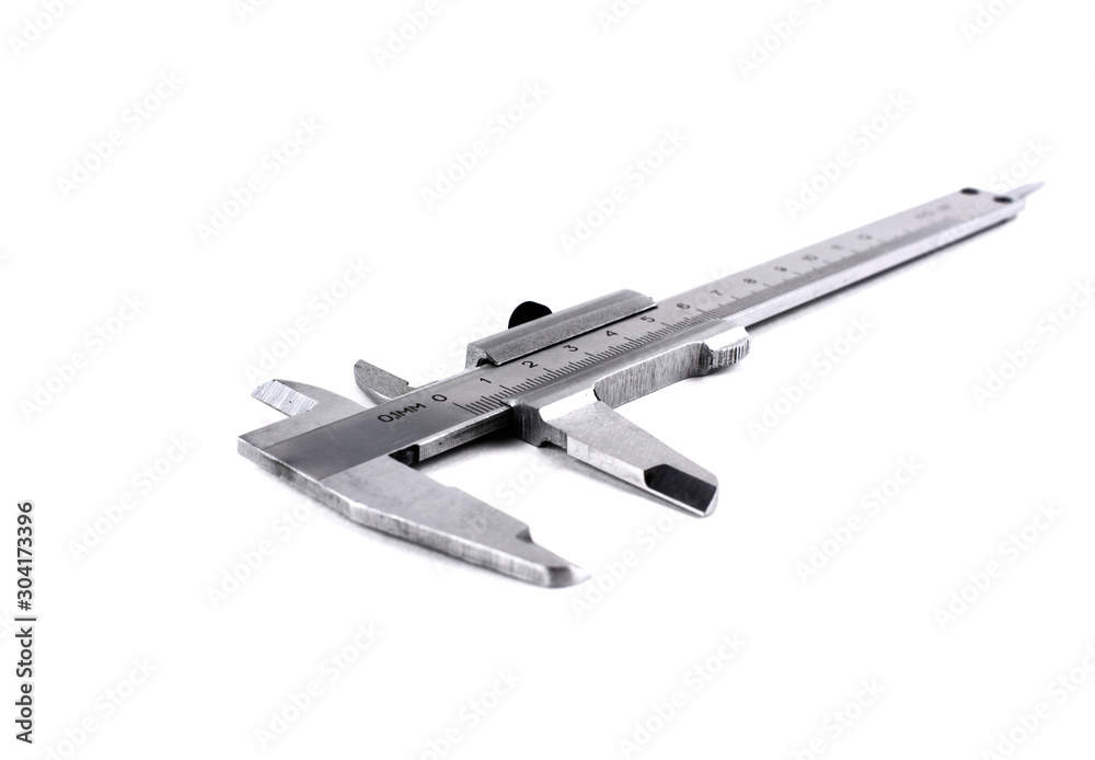 Vernier caliper isolated on white background.Macro mode Vernier caliper isolated on white background.Macro mode