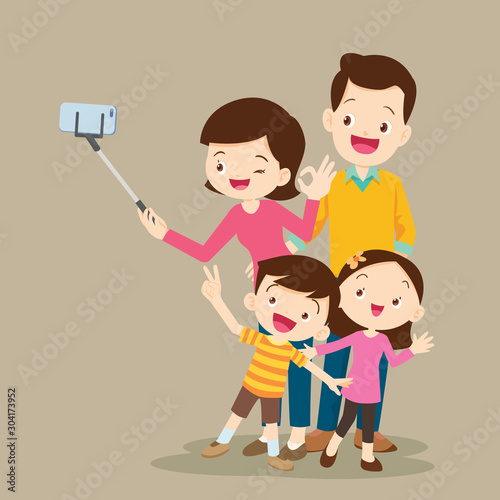 Happy Family Making Selfie