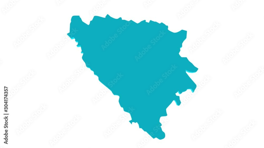 animated map of country of bosnia with 3d effect animated map of country of bosnia with 3d effect