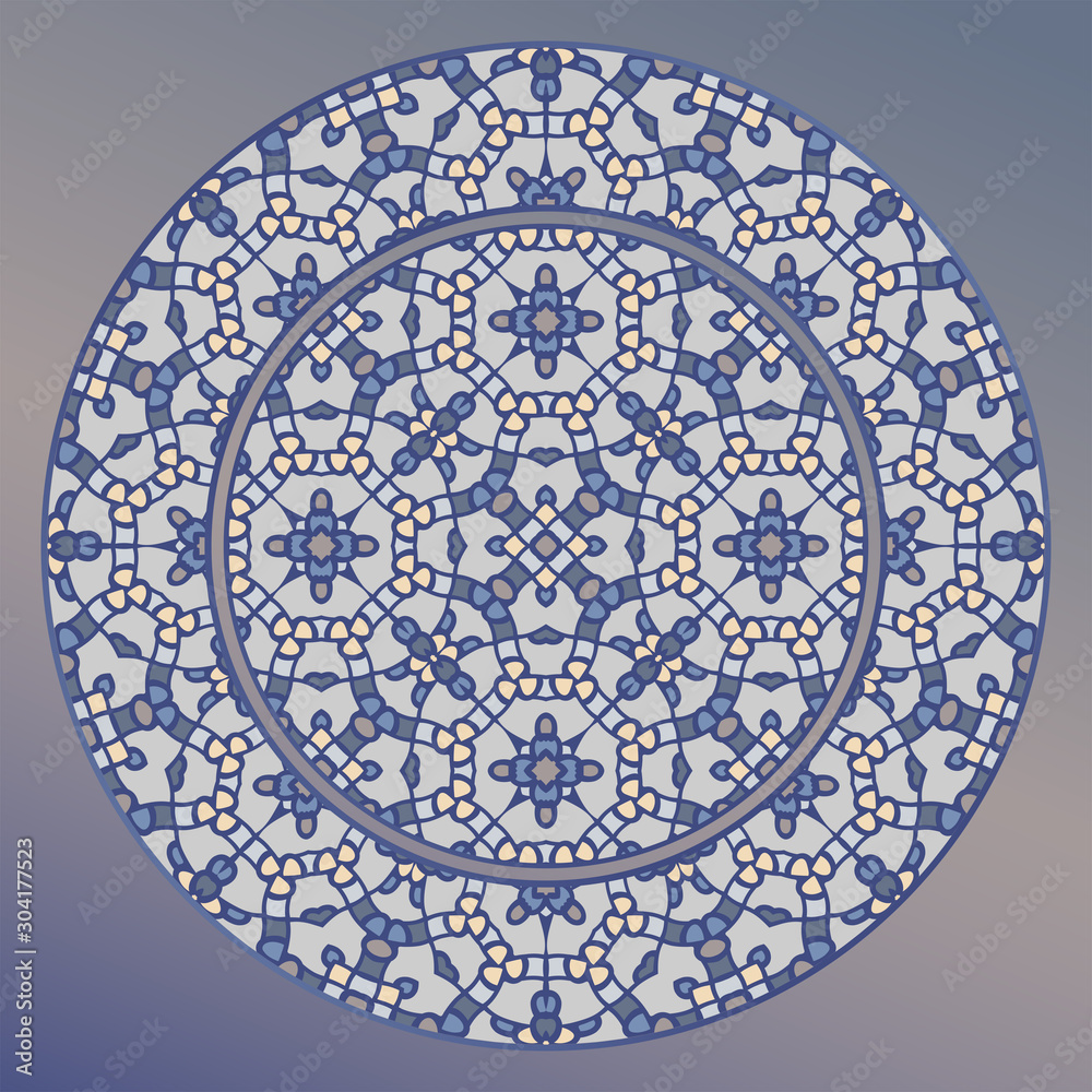 Seamless pattern in blue for decoration. Print for paper wallpaper, tiles, textiles. Scarf design.