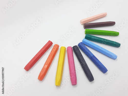 Beautiful Colorful Artistic Crayon for Coloring and Drawing Tools in White Isolated Background