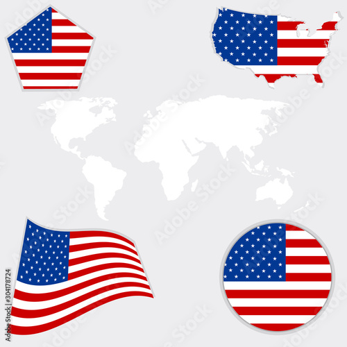 American  flag  background.