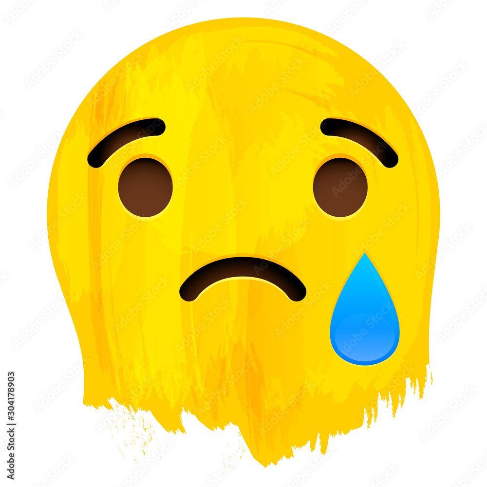 Crying Sad Emotion Face on paint wall vector illustration Crying Sad Emotion Face on paint wall vector illustration