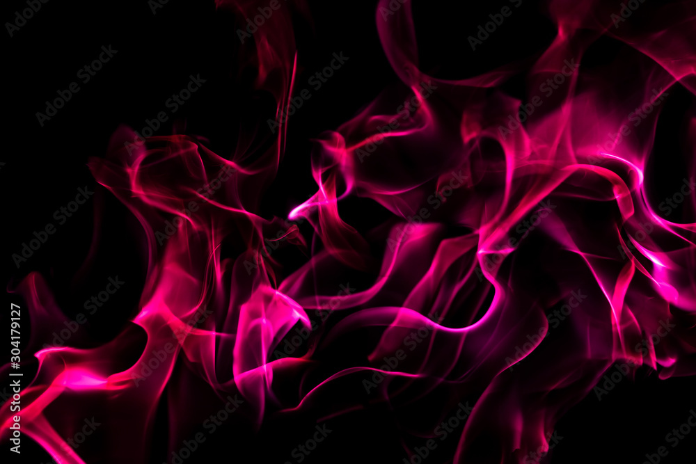 Fototapeta premium Purple fire forms abstraction in black background
