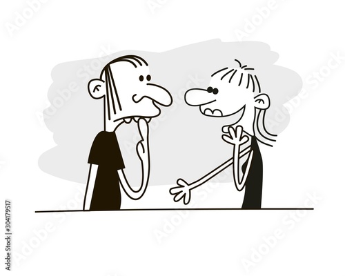 Business Man And Woman Talking. Bad habits. Vector
