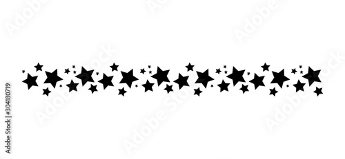 Star line divider silhouette. Simple vector illustration isolated on white background. Decorative design element, border, pattern, symbol.