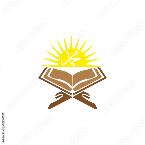 Open Read Quran Islamic Illustration Design.