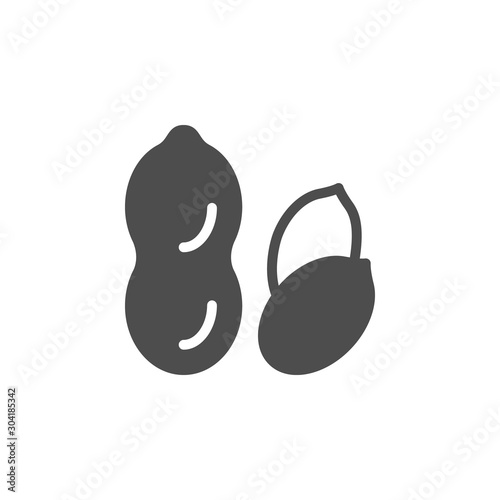 Peanut glyph icon or nut symbol