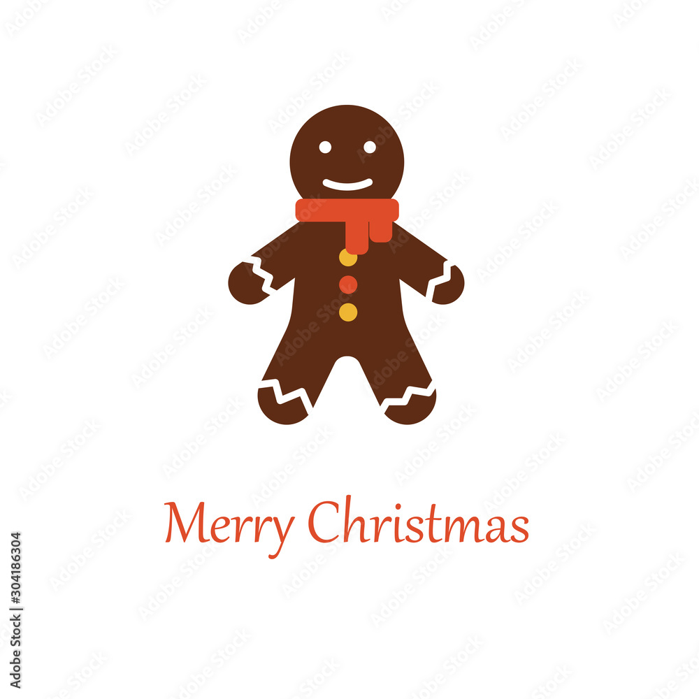 Fototapeta premium Ginger bread. Xmas and new year symbol. Flat vector cartoon illustration isolated white background.