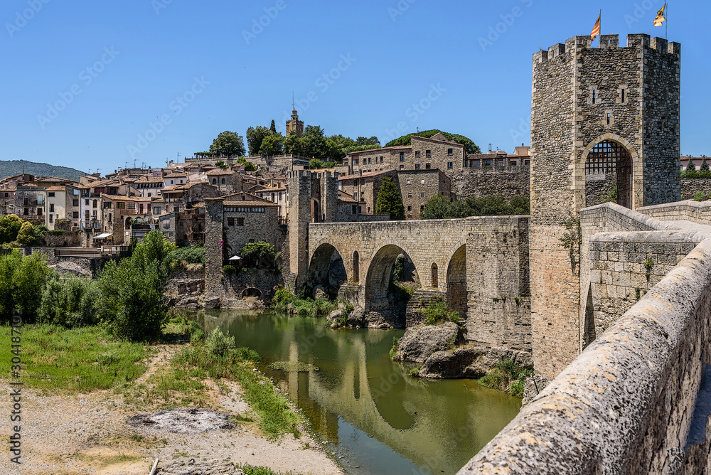 The Bridge in ancient town Besalu in Catalonia of Spain. 