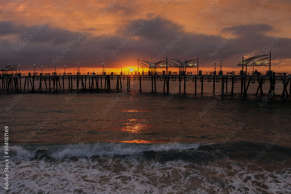 Beautiful Sunset at the Redondo Beach Pier, Los Angeles County, California