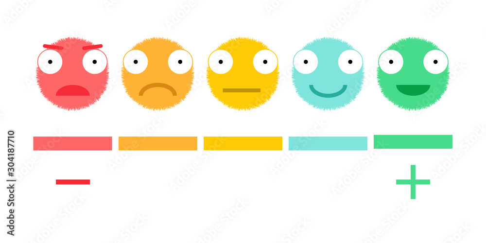 Feedback concept design, emotions scale background. Soft faces. Flat style. Vector