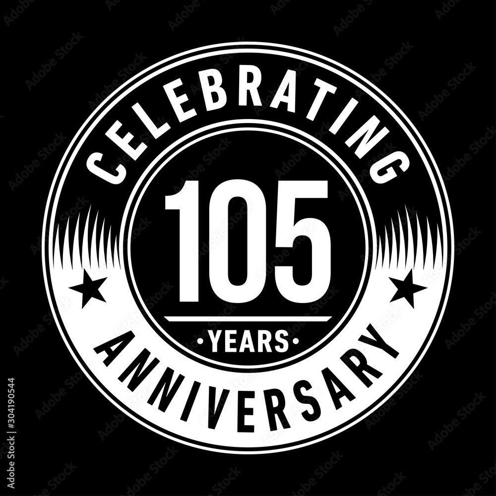 105 years logo. One hundred and five years anniversary celebration design template. Vector and illustration. 105 years logo. One hundred and five years anniversary celebration design template. Vector and illustration.
