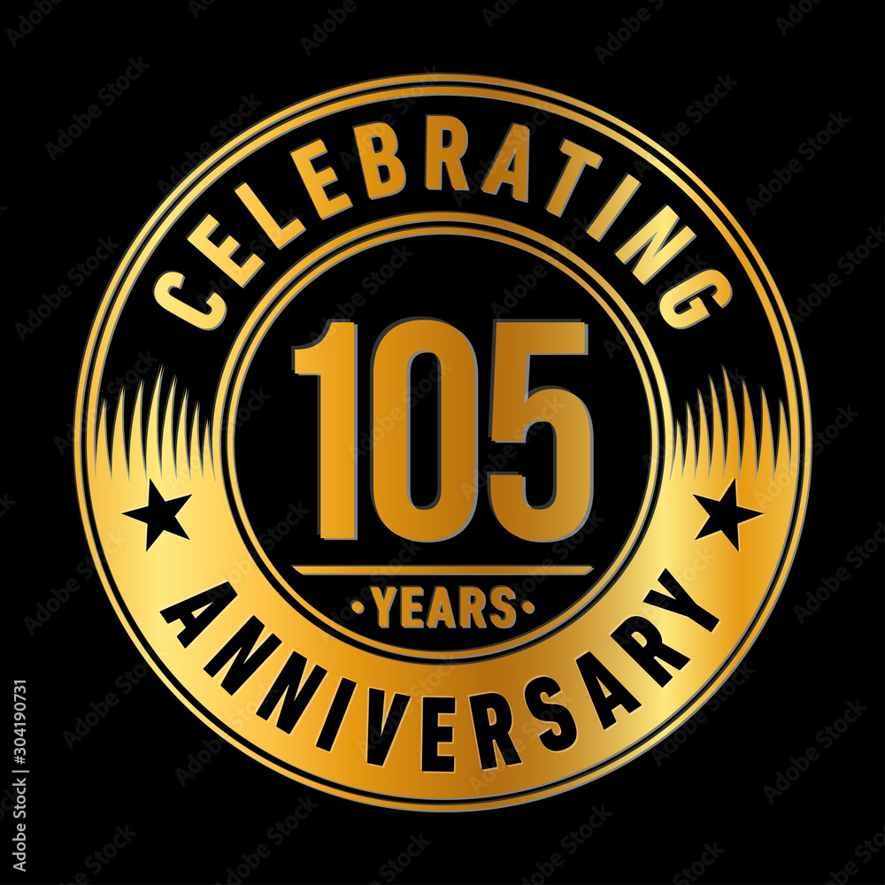105 years logo. One hundred and five years anniversary celebration design template. Vector and illustration.