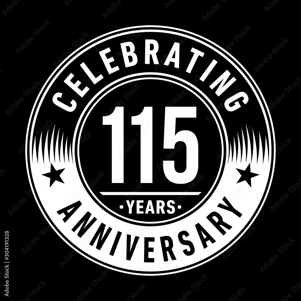 115 years logo. One hundred and fifteen years anniversary celebration design template. Vector and illustration. 115 years logo. One hundred and fifteen years anniversary celebration design template. Vector and illustration.