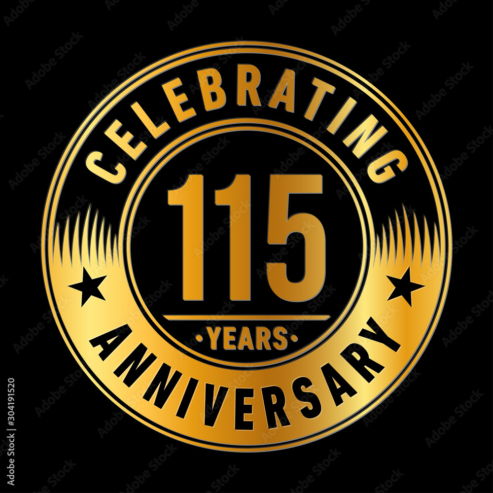 115 years logo. One hundred and fifteen years anniversary celebration design template. Vector and illustration.