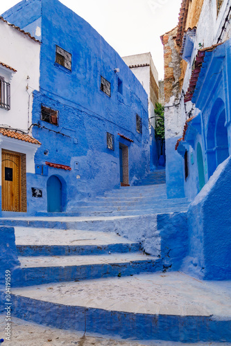 Streets and Facades of the blue houses in Chefchaouen, Morocco © Ana Maria Pareja