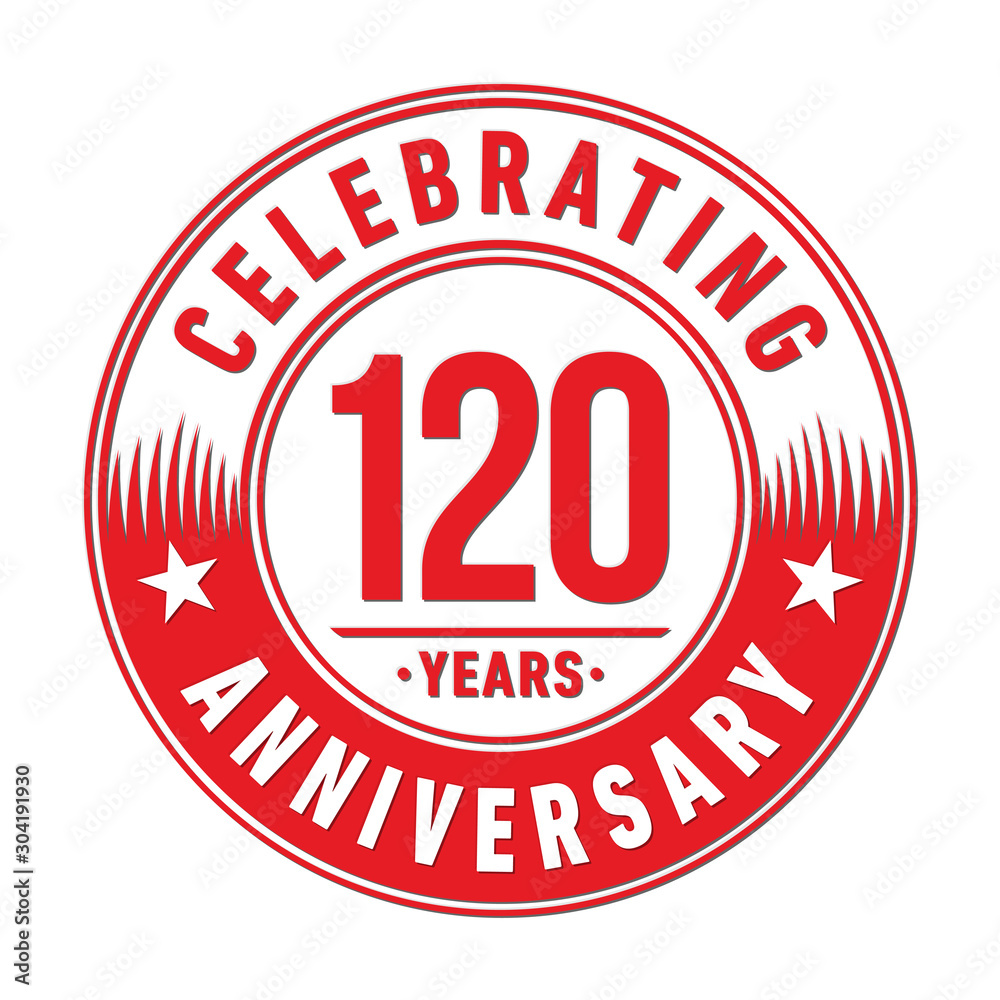 120 years logo. One hundred and twenty years anniversary celebration design template. Vector and illustration.