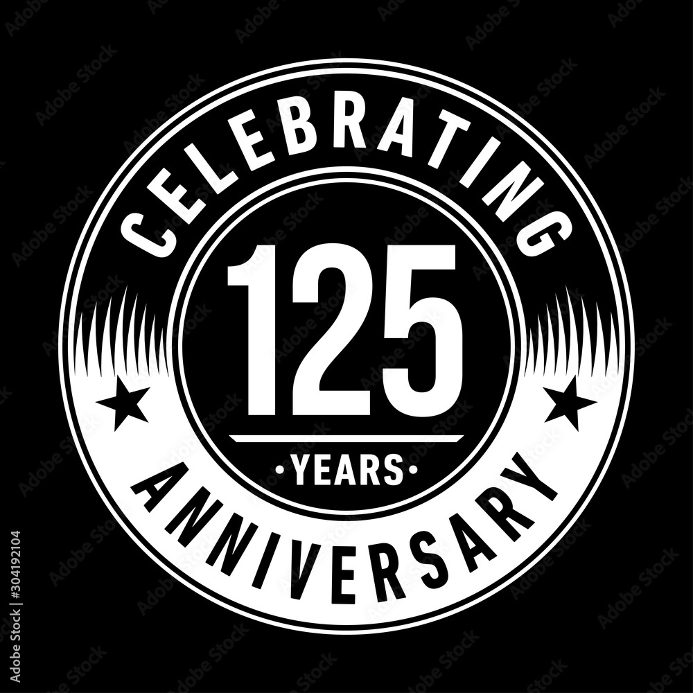 125 years logo. One hundred and twenty-five years anniversary celebration design template. Vector and illustration.