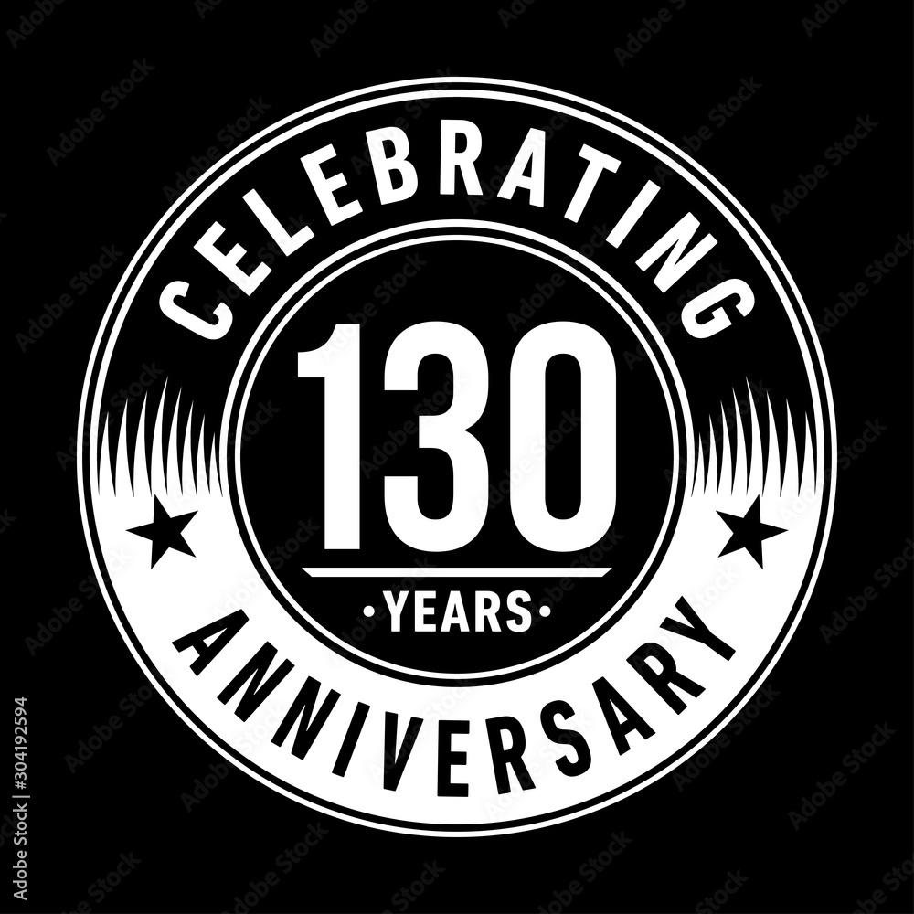 130 years logo. One hundred thirty years anniversary celebration design template. Vector and illustration.