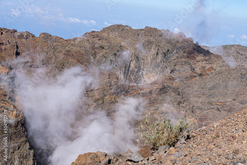 Above the clouds, volcanic landscape at Roque de los Muchachos, the highest point on La Palma Island, Canaries