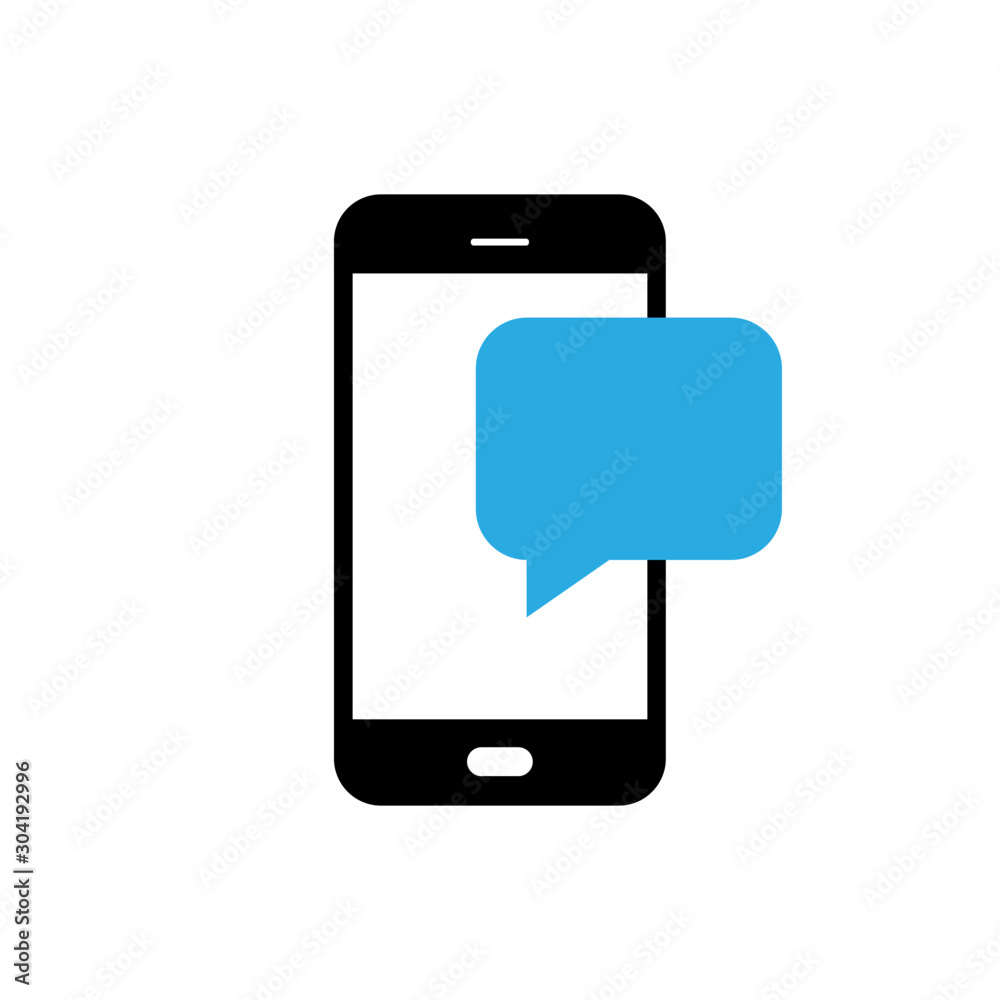 Notification message on the smartphone. SMS in the form of speech balloon on the smartphone screen. Vector EPS 10