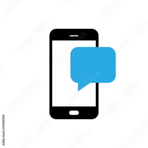 Notification message on the smartphone. SMS in the form of speech balloon on the smartphone screen. Vector EPS 10