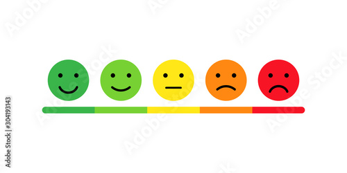 Rating scale in the form of mood emoticons. Feedback or rating. Vector illustration EPS 10