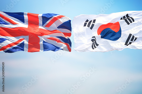 Flags of Great Britain and South Korea