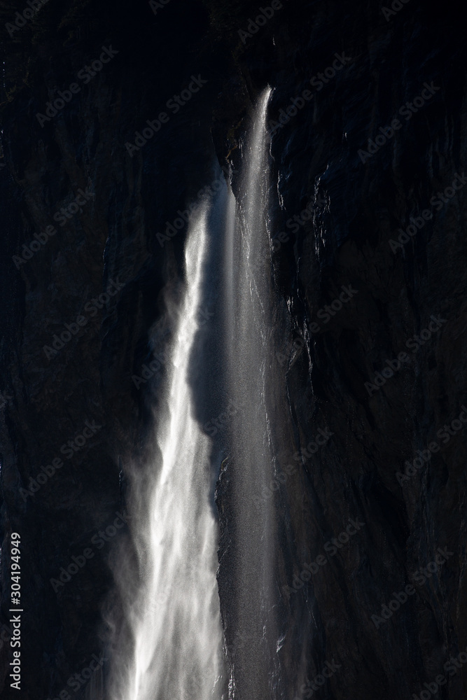 Sun light through a waterfall, Staubbach, Switzerland