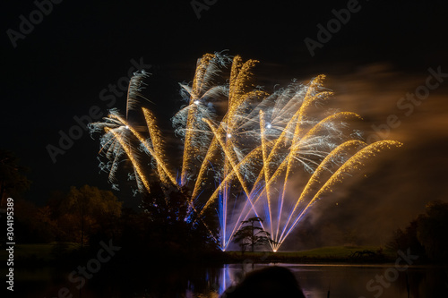 Long exposure of fireworks at Sherborne castle in Dorset photo