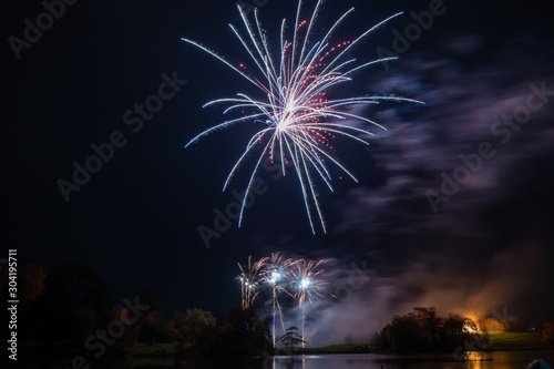 Long exposure of fireworks at Sherborne castle in Dorset photo