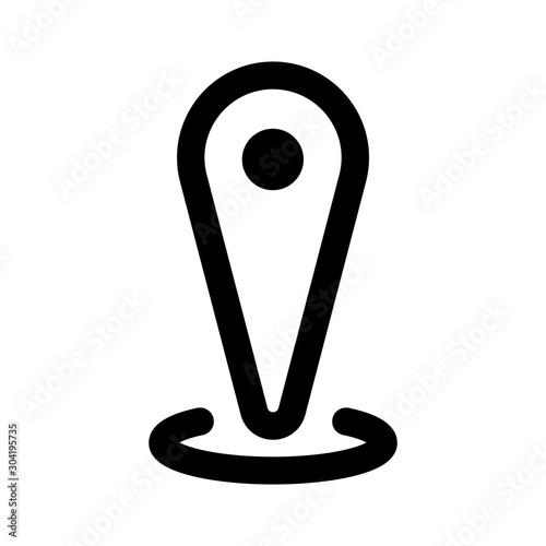 Location symbol, map pin, linear vector icon.