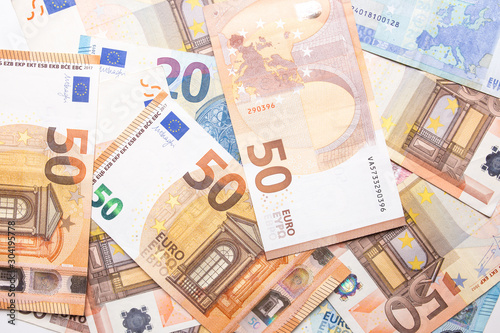 Euro money closeup isolated background.