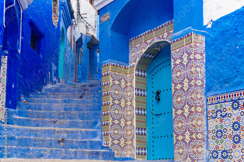 Streets and Facades of the blue houses in Chefchaouen, Morocco © Ana Maria Pareja