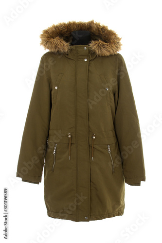 green parka jacket isolated photo