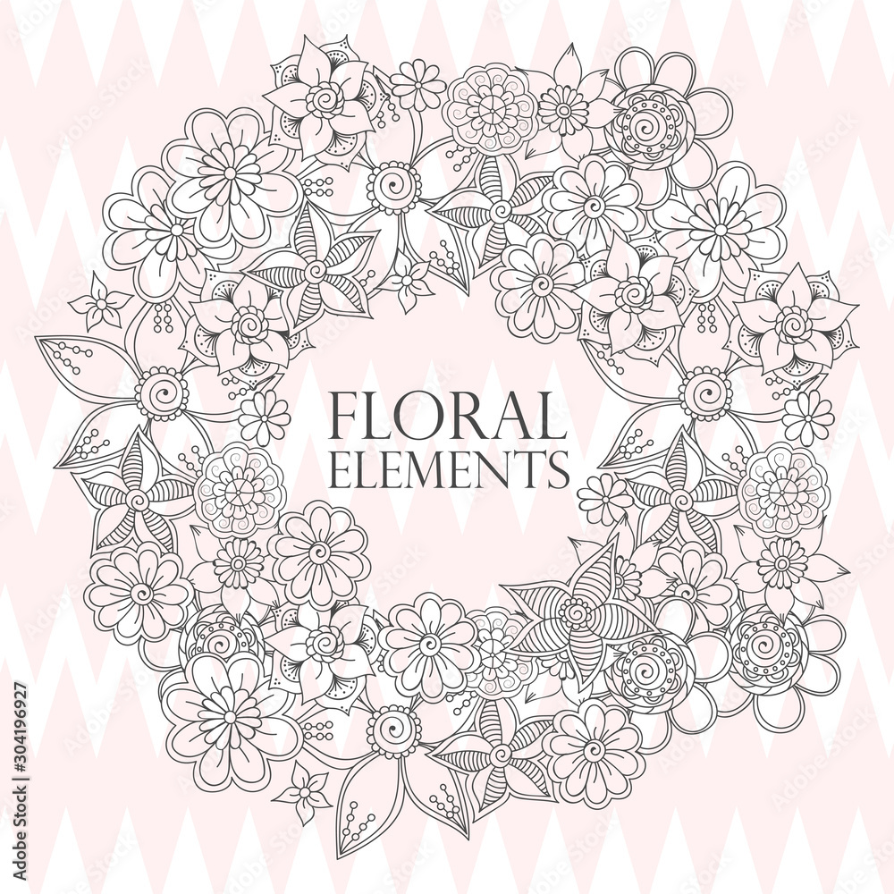 Floral border background - white and black flowers Stock Vector | Adobe