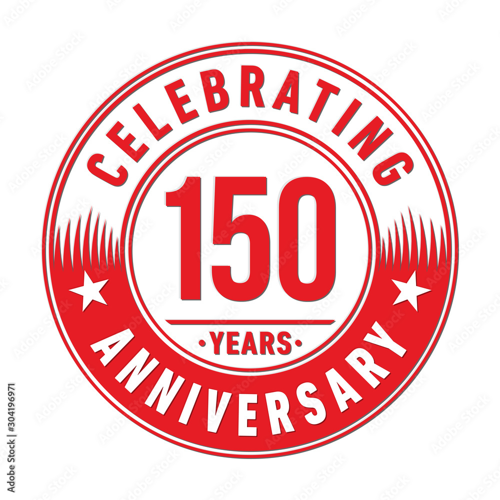 150 years logo. One hundred and fifty years anniversary celebration design template. Vector and illustration.