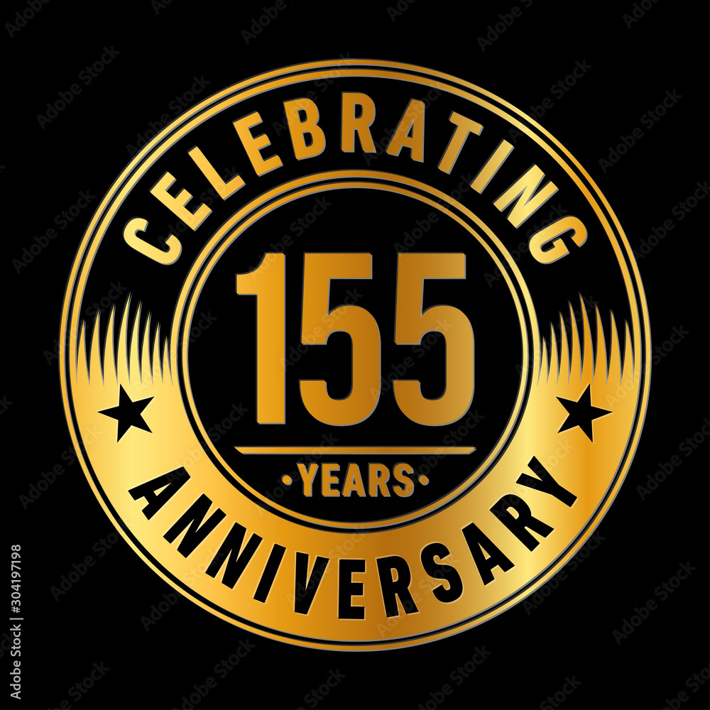 155 years logo. One hundred and fifty-five years anniversary celebration design template. Vector and illustration.