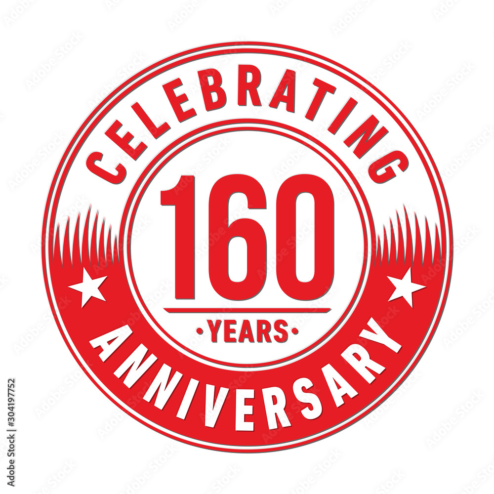 160 years logo. One hundred and sixty years anniversary celebration design template. Vector and illustration.